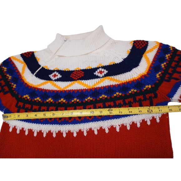 Vintage Handmade Knit Fair Isle Nordic Sweater Sz S/M Boho Granny Ski Lodge Art - Picture 9 of 16